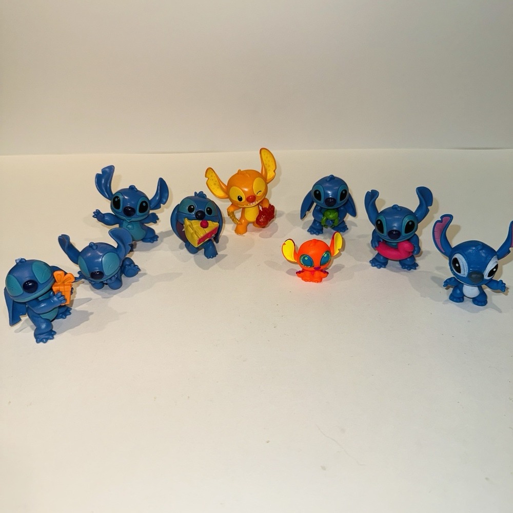 Disney Stitch Mini Figure Lot of 9 Just Play Funko Mystery Mini 2" Glitter Rare